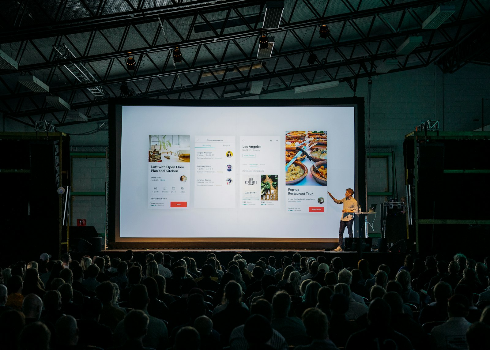 Conference stage with speaker and screen